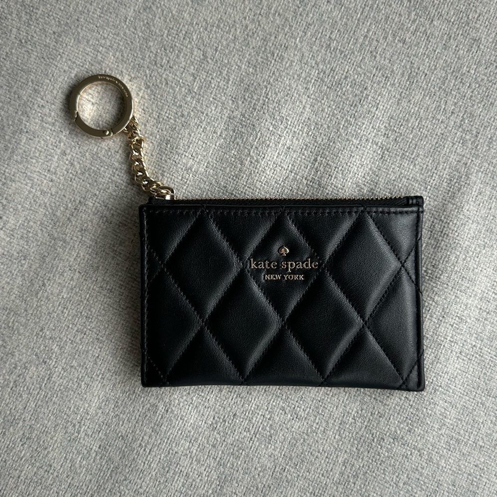 Kate Spade Black Quilted Leather Keychain Wallet